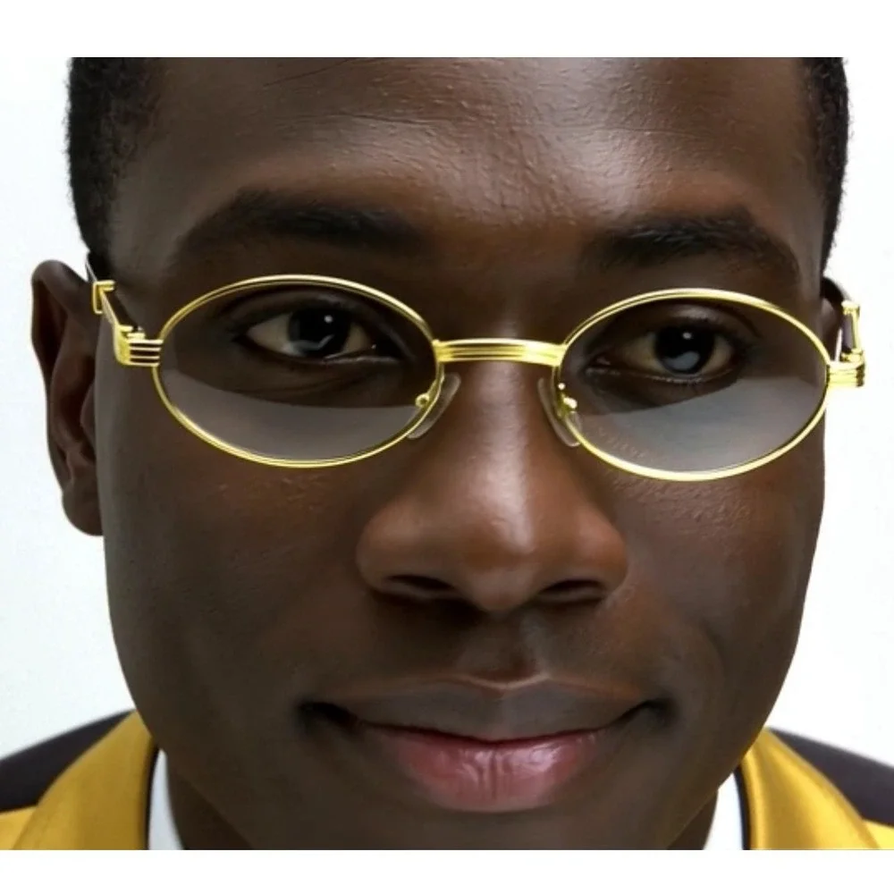Retro‎ Oval 90s Metal Sunglasses Men Gold Clear Glasses 2025 Trendy Chic Narrow